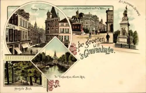 Litho 's Gravenhage Den Haag Südholland, Turfmarkt, neue Kirche