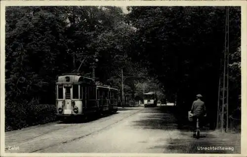 Ak Zeist Utrecht Nederland, Utrechtscheweg, Straßenbahn