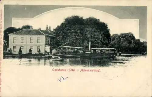 Ak Oudshoorn Zuid-Holland Nederland, Hôtel 's Molenaarsbrug, Salondampfer