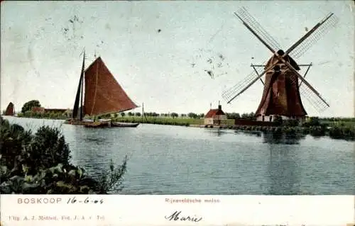 Ak Boskoop Alphen aan den Rijn Zuid-Holland Nederland, Rijneveldsche Molen