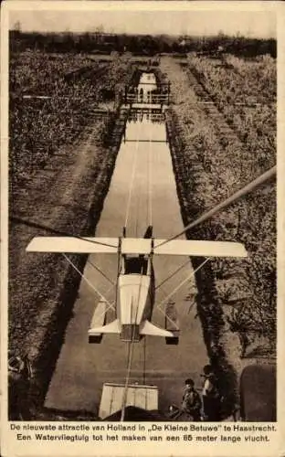 Ak Haastrecht Südholland, Wasserflugzeug in De Kleine Betuwe