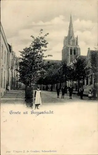 Ak Bergambacht Zuid-Holland, Straat, Kerk