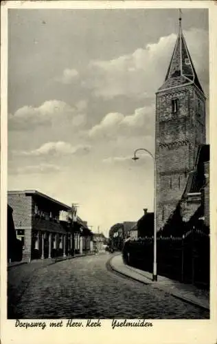 Ak IJsselmuiden Overijssel Nederland, Dorpsweg met Kerk