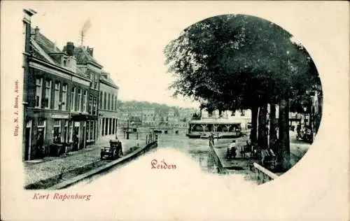 Ak Leiden Südholland Niederlande, Kort Rapenburg