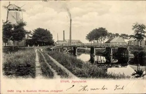 Ak Ulrum Groningen Niederlande, Papierfabrik