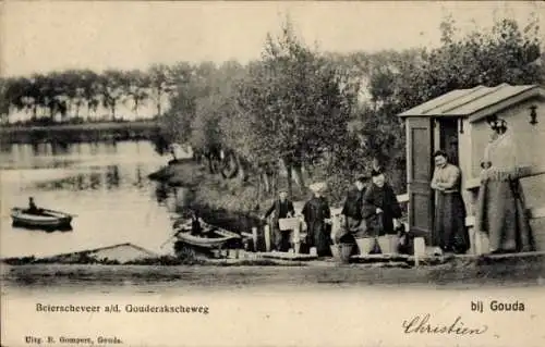 Ak Gouda Zuid-Holland Nederland, Beierscheveer a/d. Gouderakscheweg