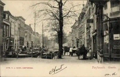 Ak Gouda Zuid-Holland Nederland, Turfmarkt