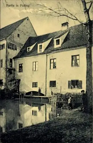 Ak Polling bei Weilheim Oberbayern, Wohnhaus, Teich