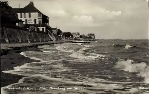 Ak Wyk auf Föhr Nordfriesland, Brandung am Strand