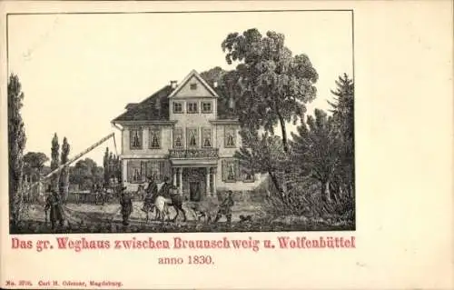 Künstler Ak Braunschweig in Niedersachsen, Großes Weghaus, 1830