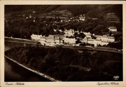 Ak Dresden Pillnitz, Jagdschloss, Fliegeraufnahme