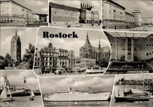 Ak Hansestadt Rostock, Rathaus, Rostock-Reutershagen,  Kröpeliner Tor, Am Hafen, Rostock-Reute...