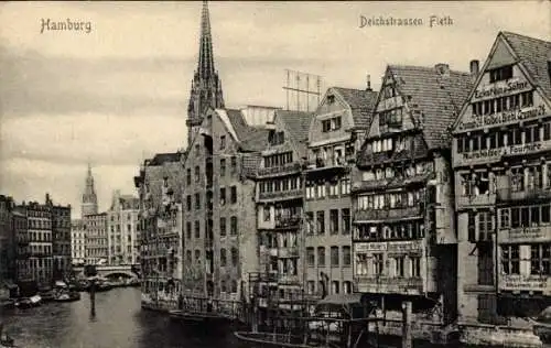 Ak Hamburg Mitte Altstadt, Teilansicht, Deichstrassen Fieth