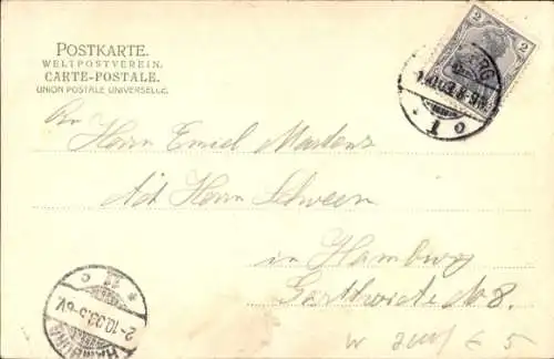 Ak Hamburg Mitte Neustadt, Hummeldenkmal, Hafen, Schiffe, Dampfschiffe, Segelschiffe