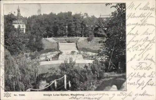 Ak Magdeburg in Sachsen Anhalt, Königin Luise-Garten