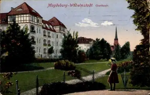 Ak Wilhelmstadt Magdeburg an der Elbe, Goethestraße