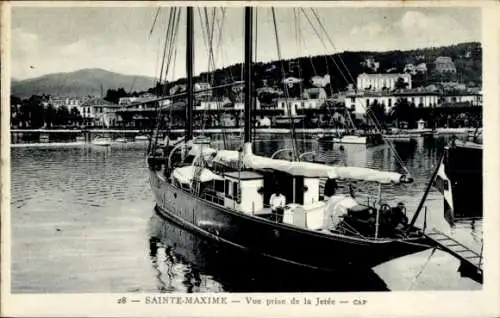 Ak Sainte Maxime Var, Vue prise de la Jetee, Segelschiff