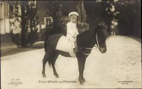 Ak Prinz Wilhelm von Preußen auf einem Pony