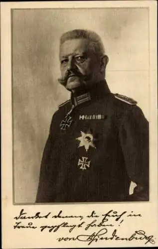 Ak Generalfeldmarschall Paul von Hindenburg in Uniform, Portrait, Schwesternspende