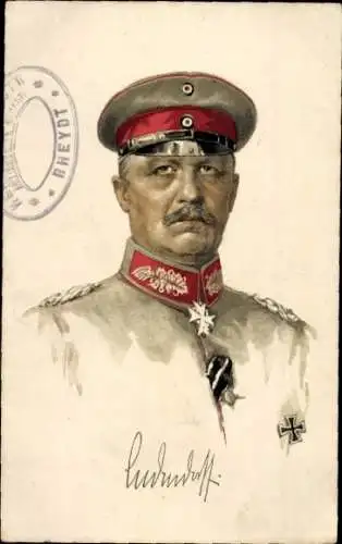 Künstler Ak General Erich Ludendorff, Portrait, Uniform, Eisernes Kreuz