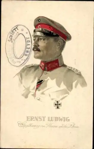 Künstler Ak Großherzog Ernst Ludwig von Hessen Darmstadt, Portrait in Uniform, I. WK