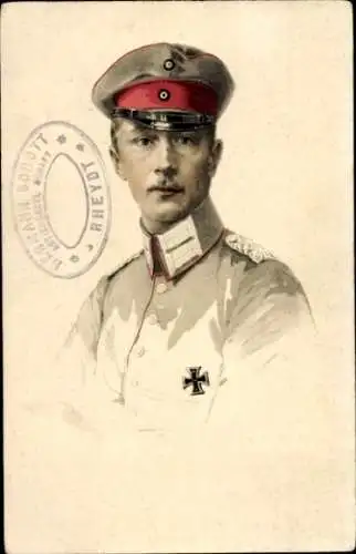 Künstler Ak Kronprinz Wilhelm von Preußen, Portrait in Uniform, Eisernes Kreuz