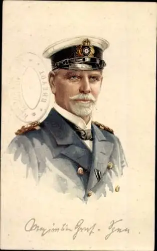 Künstler Ak Vizeadmiral Maximilian Graf von Spee, Portrait, Kommandeur Kaiserliche Marine