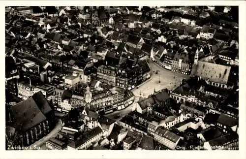 Ak Zwickau in Sachsen, Blick auf den Ort, Fliegeraufnahme