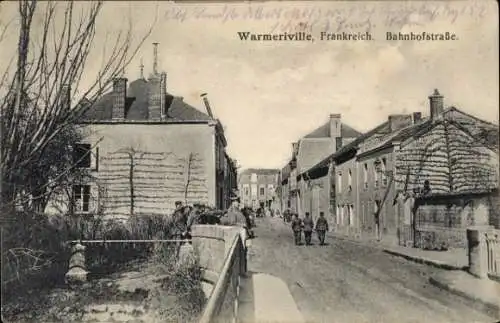 Ak Warmeriville Marne, Bahnhofstraße