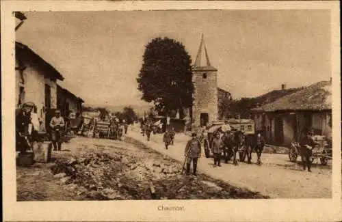 Ak Chaumont Meuse, Deutsche Soldaten im Ort, Kirche