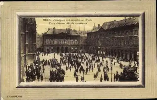 Passepartout Ak Metz Moselle, Paradeplatz, aufziehen der Wache