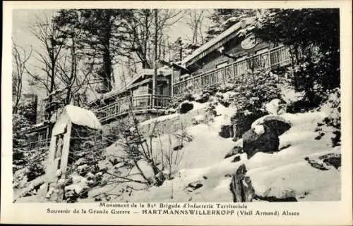 Ak Hartmannswiller Hartmannsweiler Elsass Haut Rhin, Hartmannswillerkopf, Monument de 82. Brigade