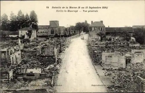 Ak Heiltz le Maurupt Marne, Bataille de la Marne, Kriegszerstörungen I. WK