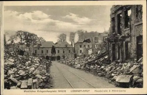 Ak Longwy Haut Meurthe et Moselle, Hauptstraße und Militärkasino