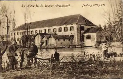 Ak Saint Souplet Nord, Mühle, Feldzug 1914/15/16