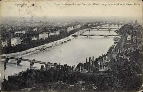 Ak Lyon Rhône, Perspektive der Ponts du Rhône