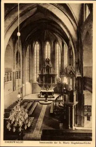 Ak Eberswalde, Innenansicht der St. Maria Magdalena-Kirche, Altar, Kanzel