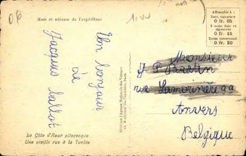 Ak La Turbie Alpes Maritimes, Eine alte Straße