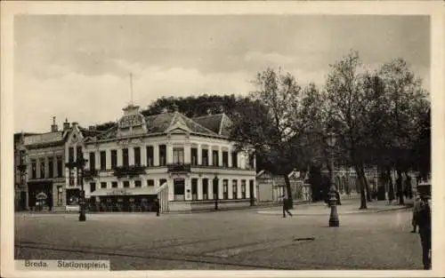 Ak Breda Nordbrabant Niederlande, Stationsplein