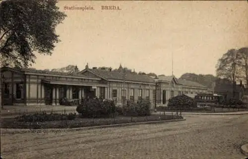 Ak Breda Nordbrabant Niederlande, Stationsplein