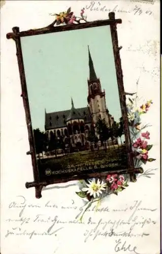 Passepartout Ak Rochusberg Bingen am Rhein, Blick auf die Rochuskapelle
