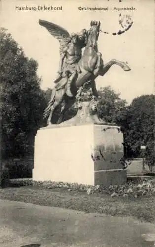 Ak Hamburg Nord Uhlenhorst, Walkürendenkmal in der Auguststraße, Grünanlagen