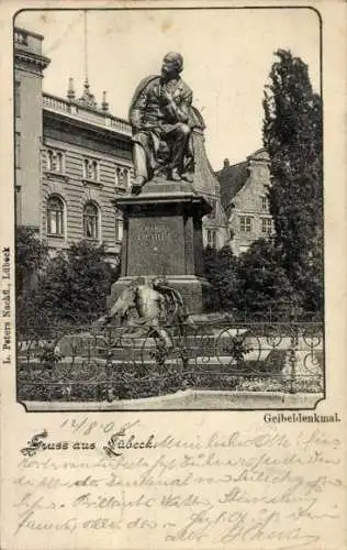 Ak Hansestadt Lübeck, Geibeldenkmal