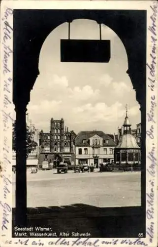 Ak Hansestadt Wismar, Markt, Wasserkunst, Alter Schwede