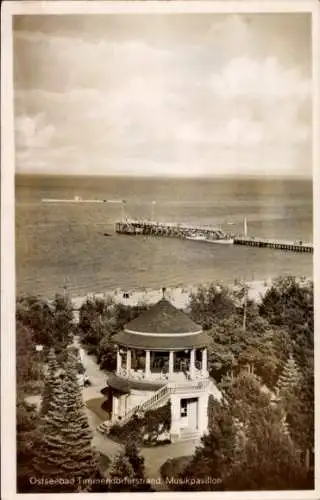 Ak Ostseebad Timmendorfer Strand, Musikpavillon, Seebrücke