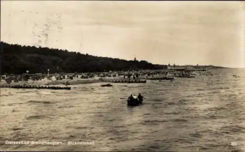 Ak Brunshaupten Kühlungsborn im Kreis Rostock, Strandleben, Ruderboot