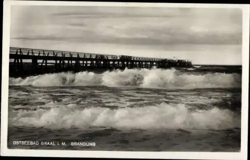 Ak Ostseebad Graal Müritz, Brandung, Seebrücke