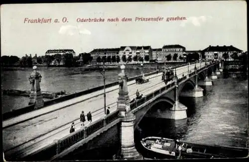 Ak Frankfurt an der Oder, Oderbrücke, Prinzenufer