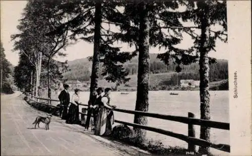 Ak Schluchsee im Schwarzwald, Passanten, Hund