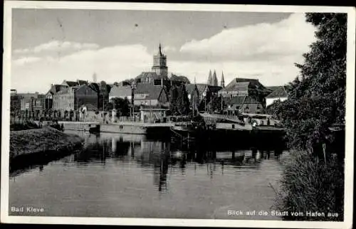 Ak Bad Cleve Kleve am Niederrhein, Gesamtansicht, Hafen